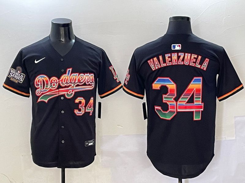 Men Los Angeles Dodgers 34 Valenzuela Black Game 2025 Nike MLB Jersey style 4101